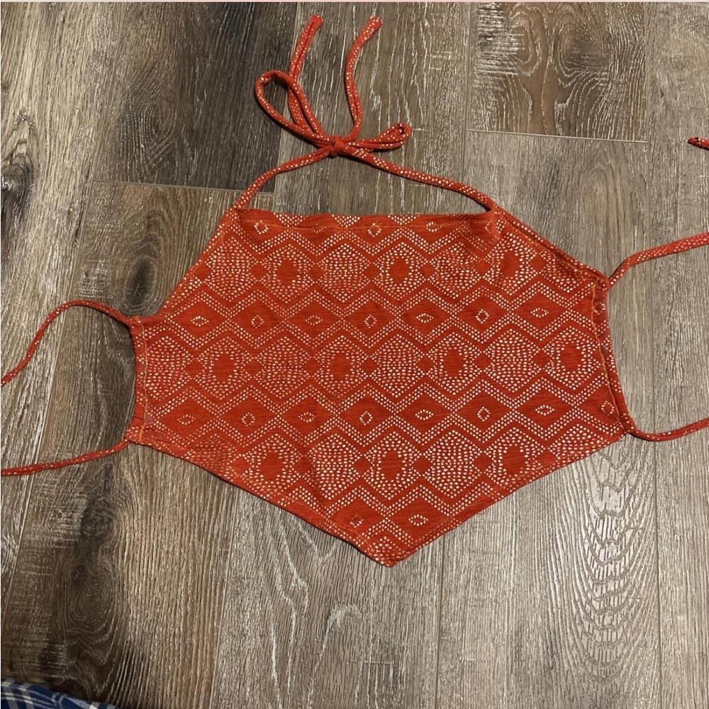 Red Patterned Bandana Top
